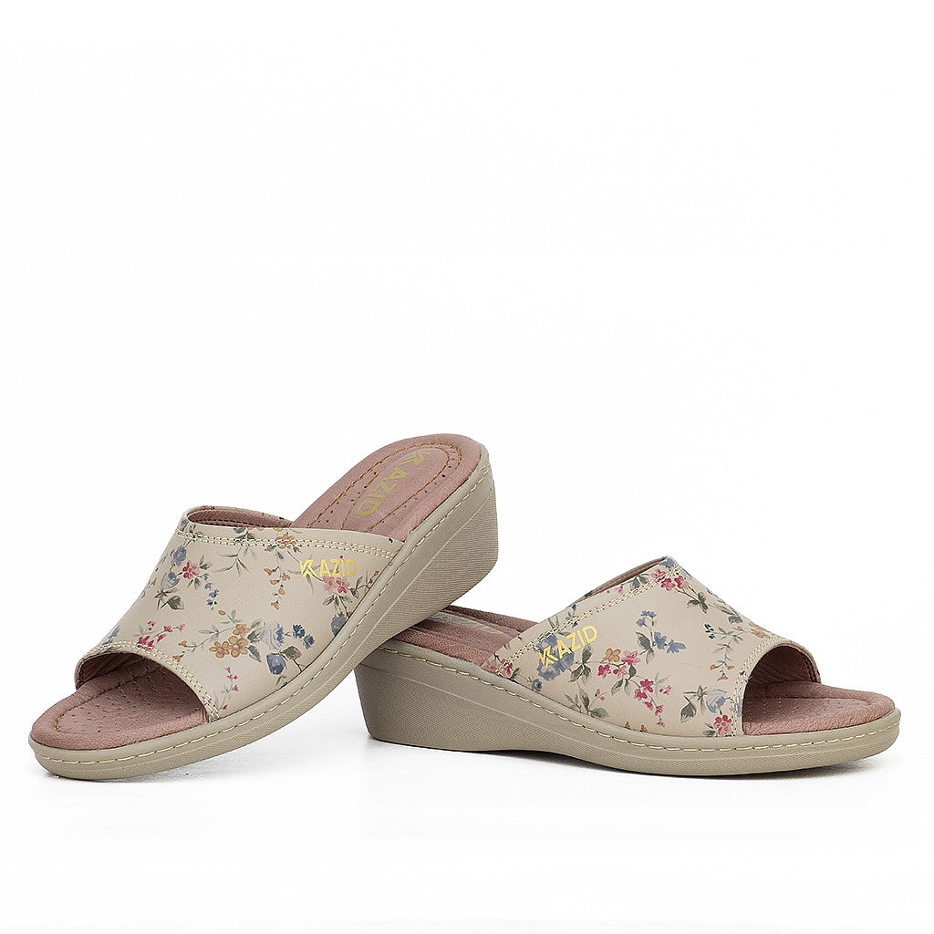042 sandale médical femme en cuir biege flore