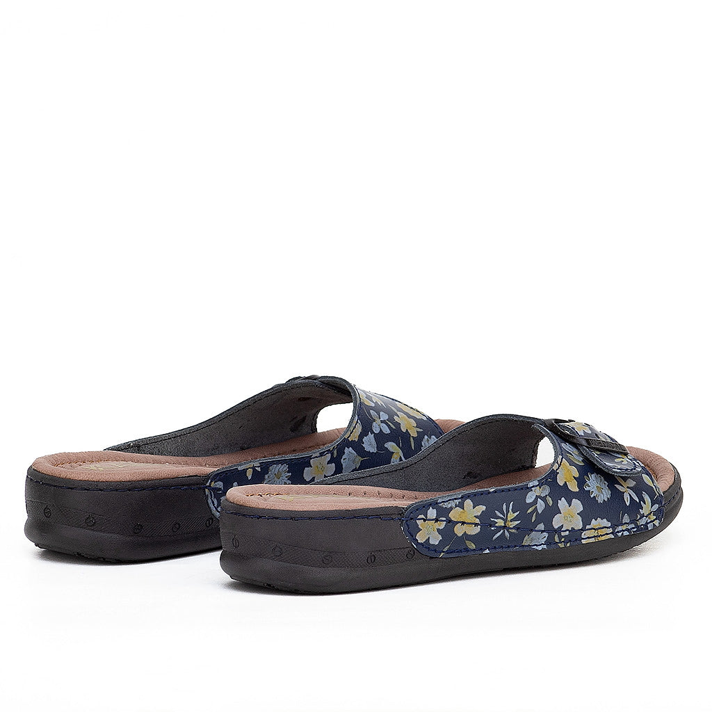 046 sandale médical en cuir femme bleumarin