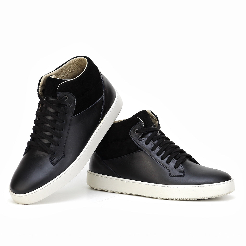 010 Chaussure Sneaker Homme en cuir noir
