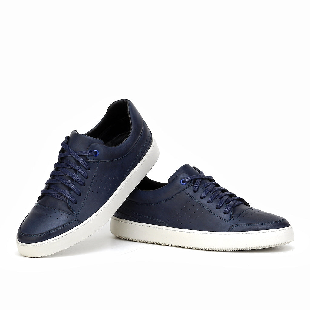 038 Chaussure Sneaker Homme en cuir bleumarin