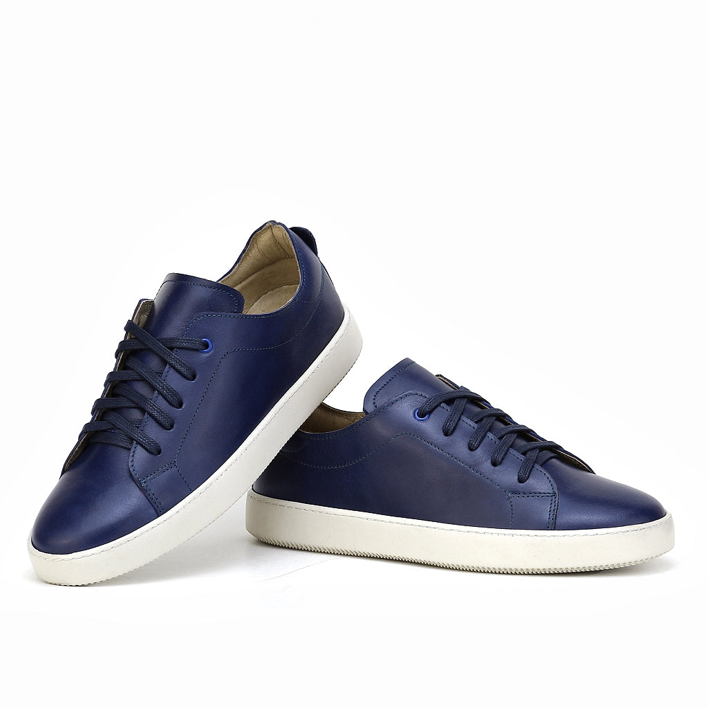 041 Chaussure Sneaker Homme en cuir bleumarin