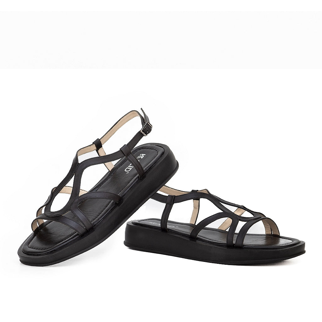 0584 sandale en cuir femme noir