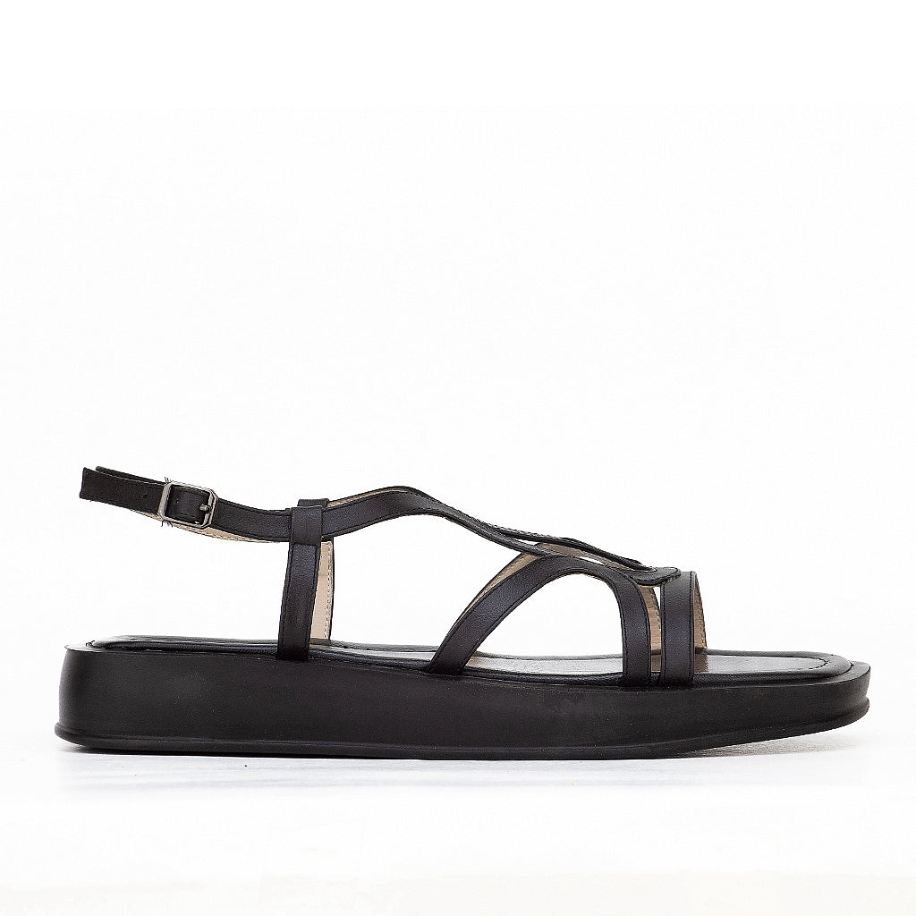 0584 sandale en cuir femme noir