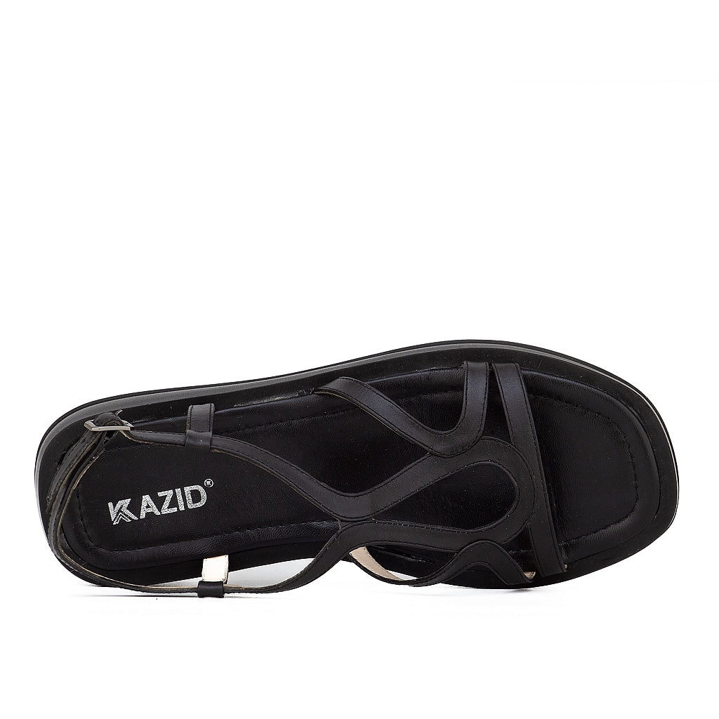0584 sandale en cuir femme noir