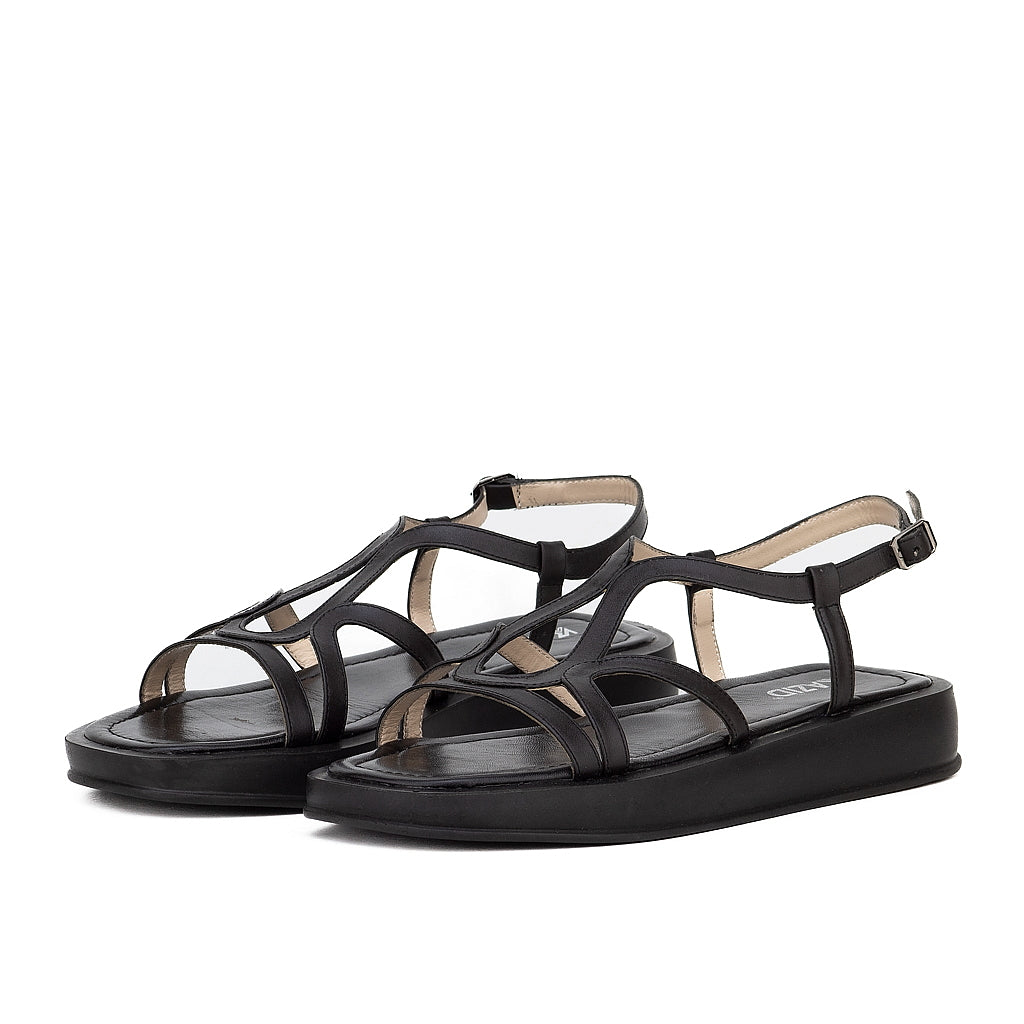 0584 sandale en cuir femme noir