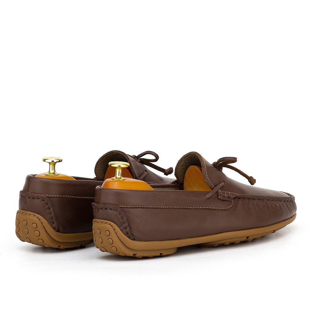 0196 Mocassins Homme en cuir marron