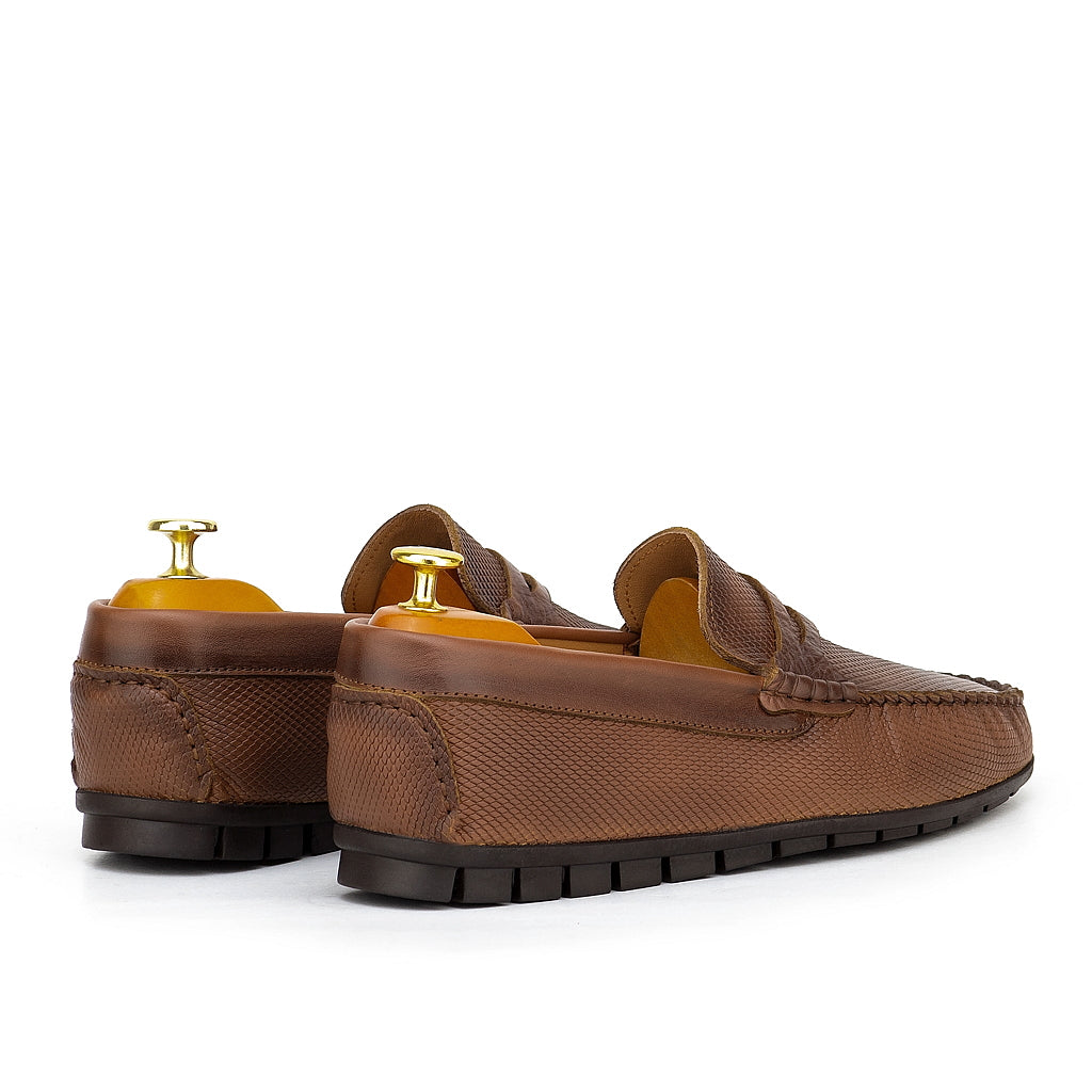 074s Mocassins Homme en cuir marron