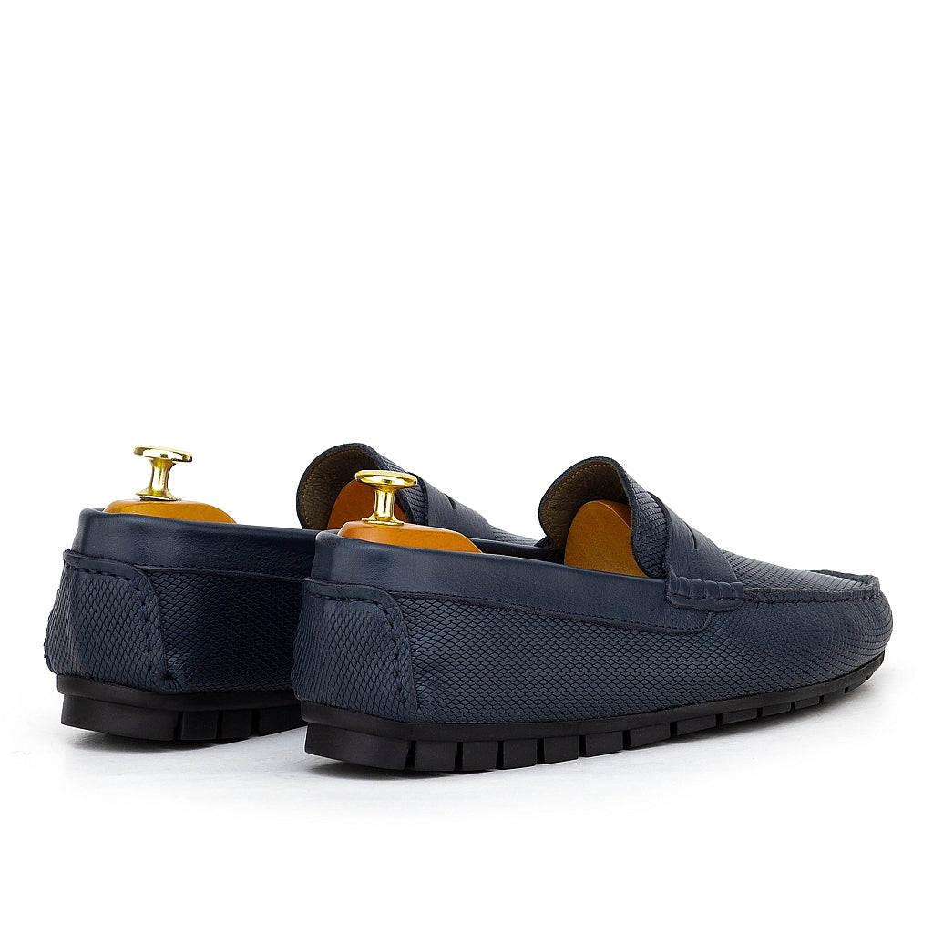 074s Mocassins Homme en cuir bleumarin