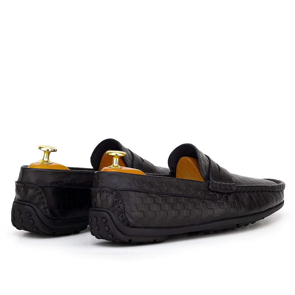 0195c Mocassins Homme en cuir noir
