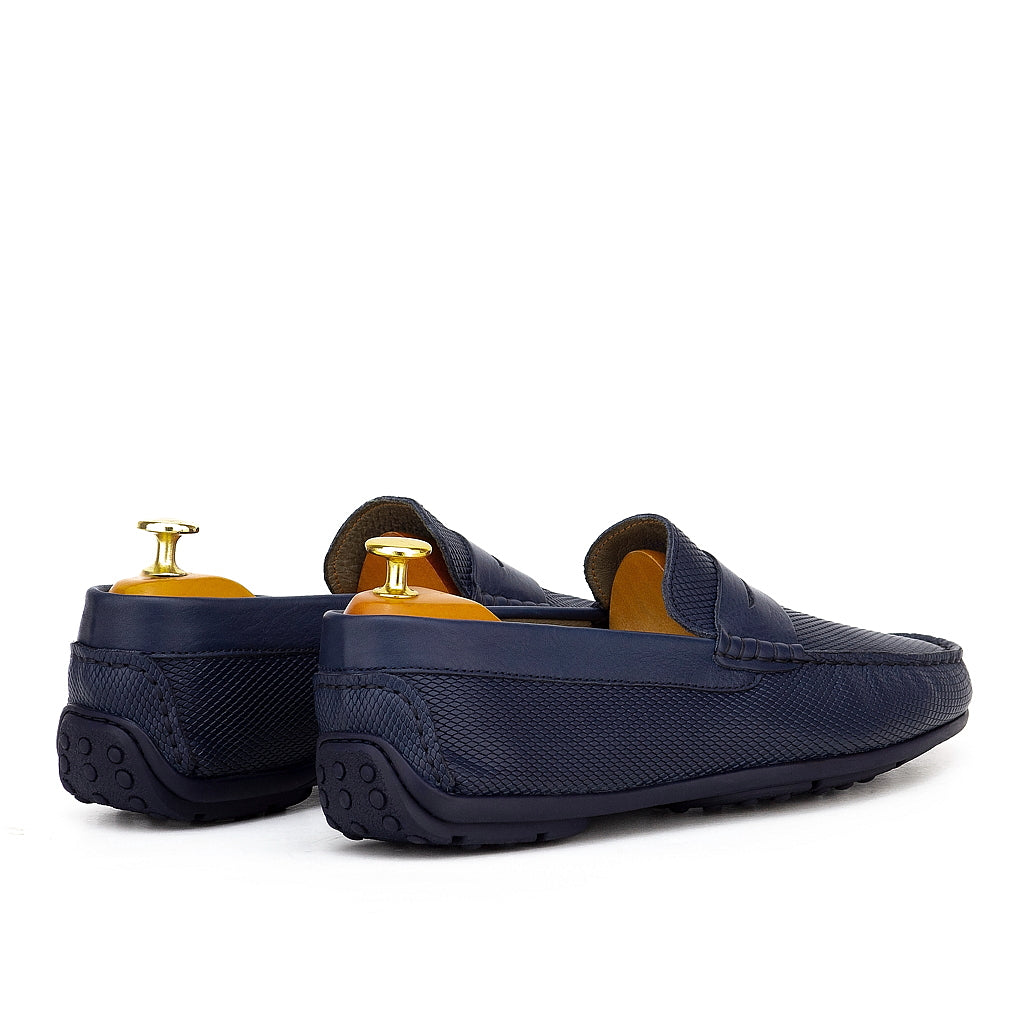 0195s Mocassins Homme en cuir bleumarin