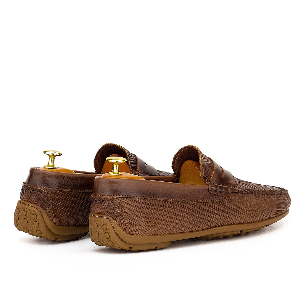 0195s Mocassins Homme en cuir marron