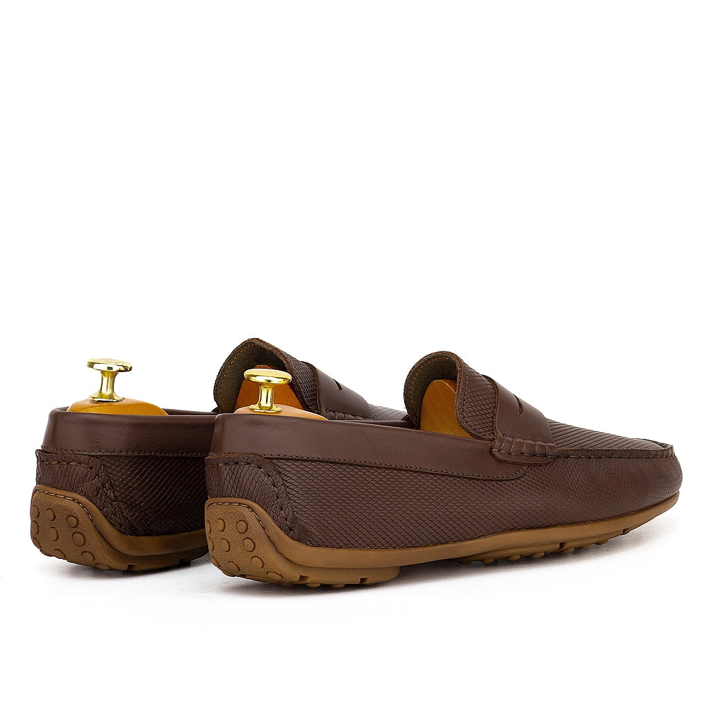 0195s Mocassins Homme en cuir marron caramel