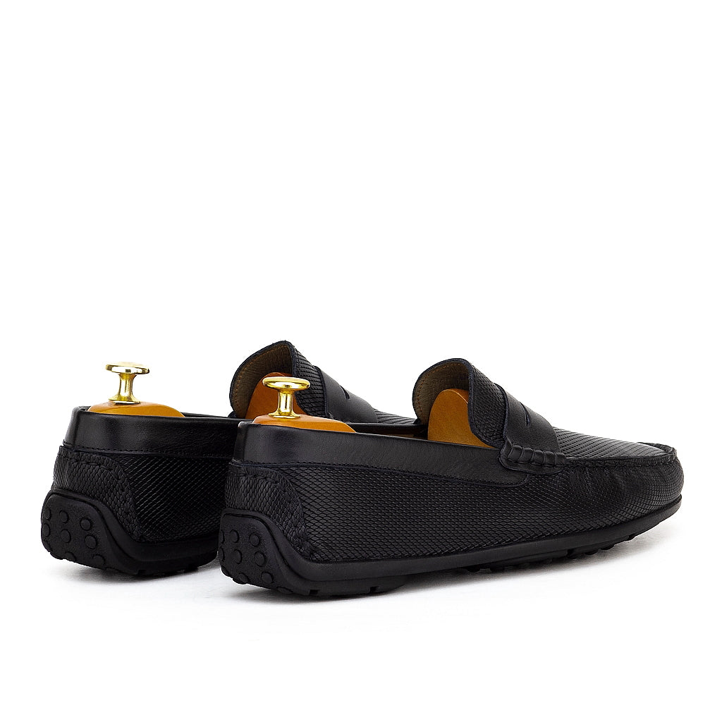 0195s Mocassins Homme en cuir noir