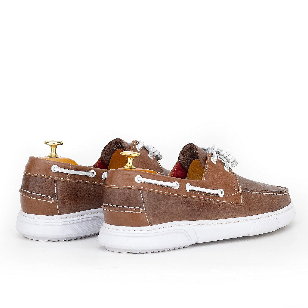0187e chaussure boat homme en cuir marron