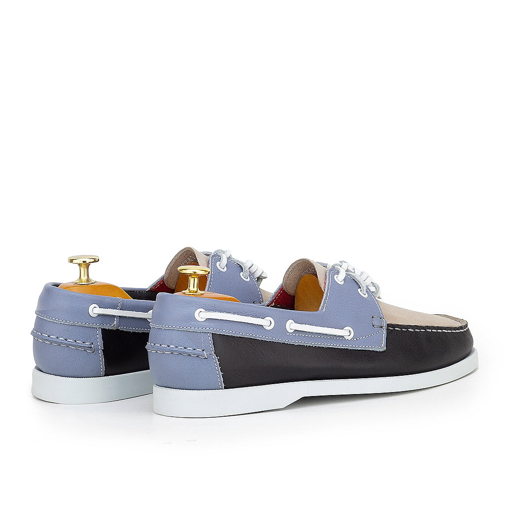 0187 chaussure boat homme en cuir multicolore