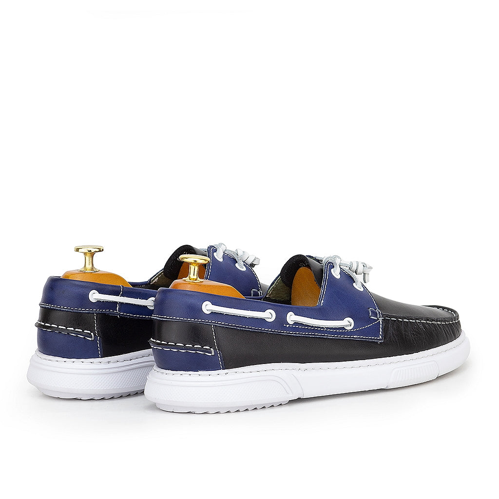 0187e chaussure boat homme en cuir bleu
