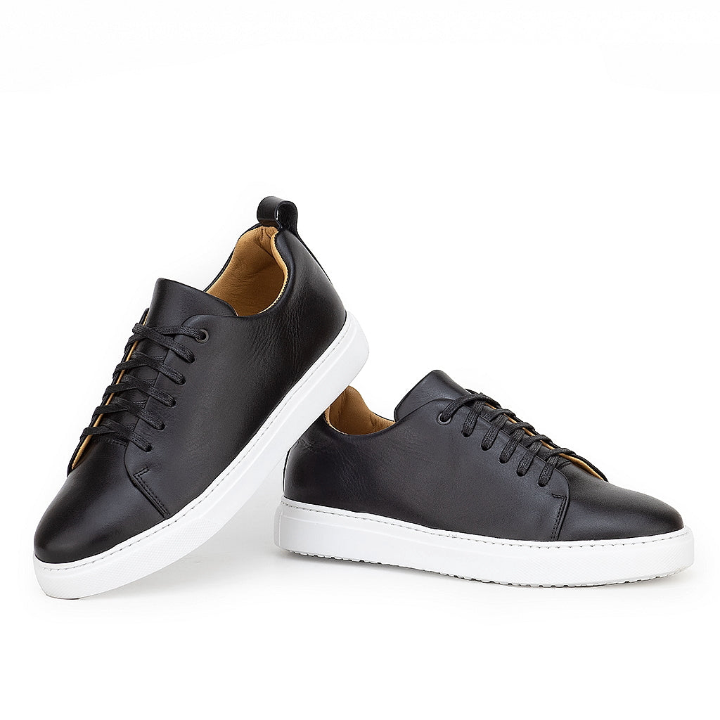 01000 Chaussure Sneaker Homme en cuir noir blanc