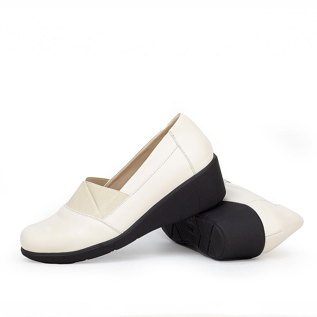 0136 chauusre confort en cuir noir biege