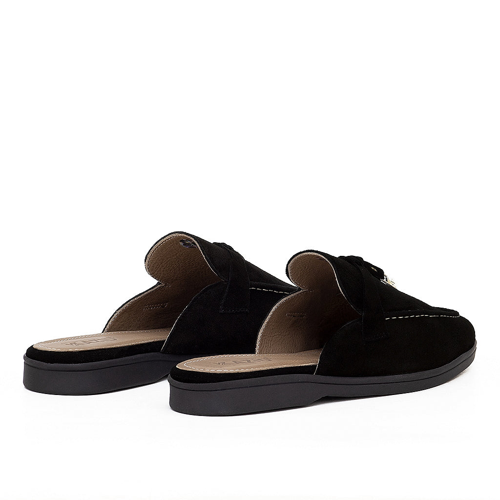 0119 sabot en cuir femmes noir