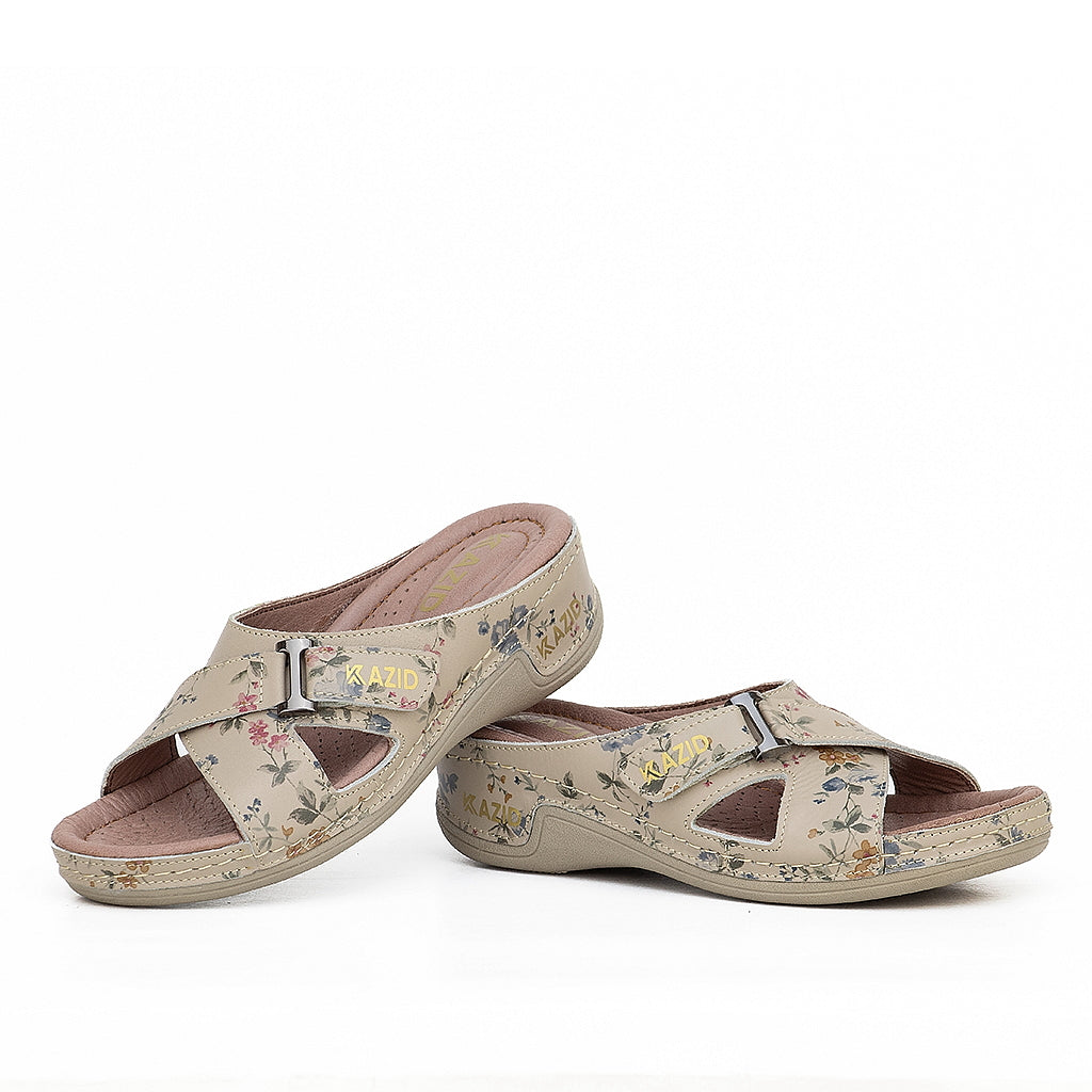 0621 sandale médical en cuir femme biege