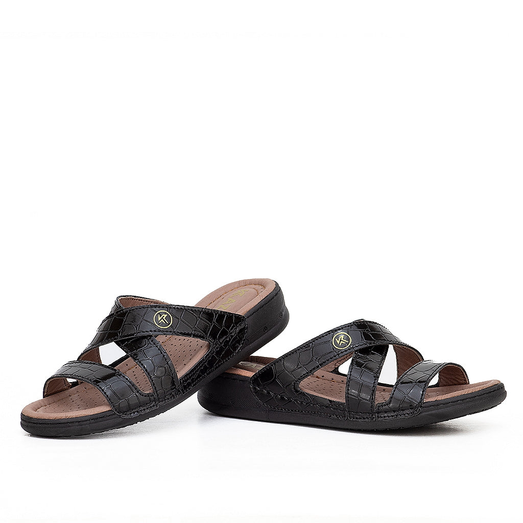 037 sandale médical femme noir verni