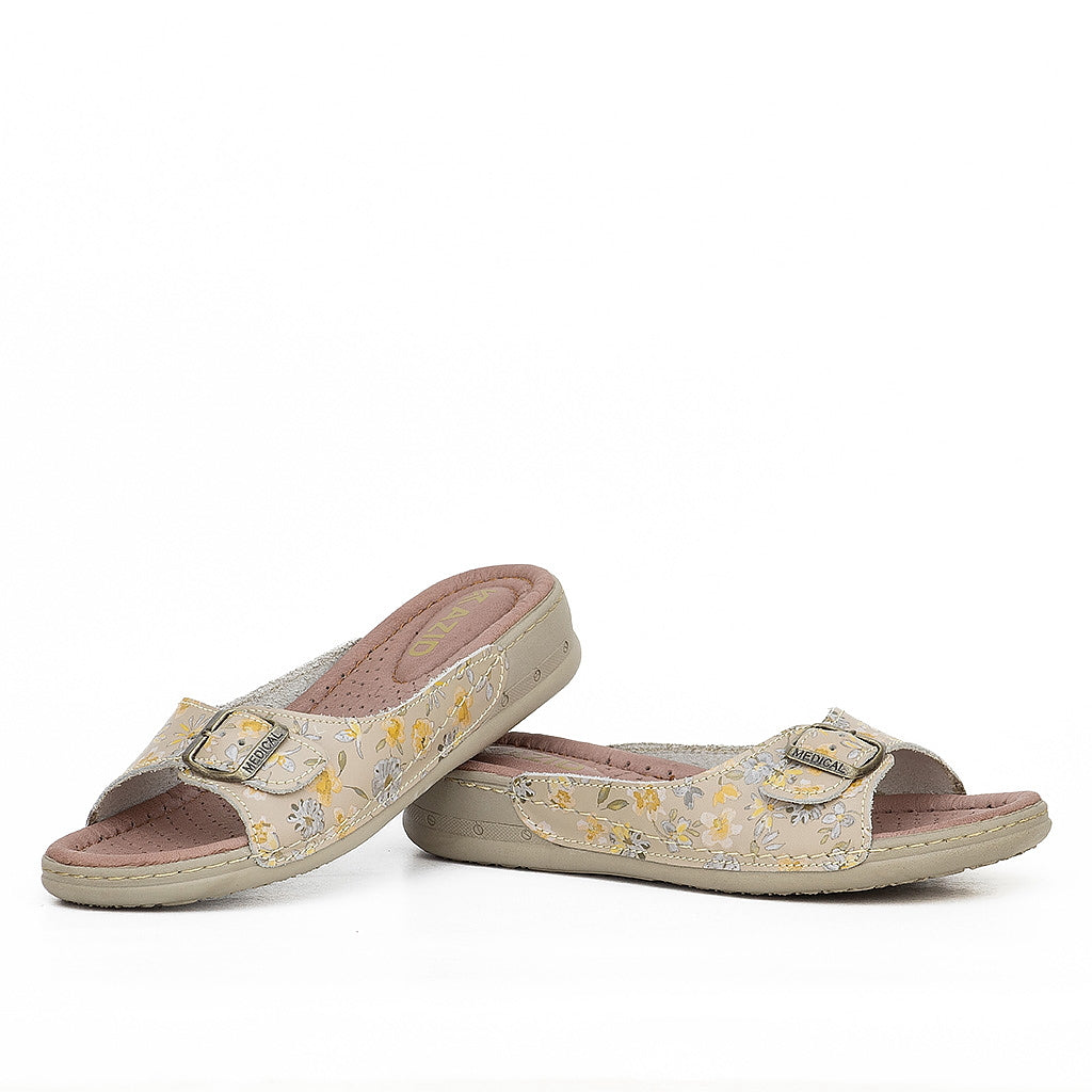 046 sandale médical en cuir femme biege