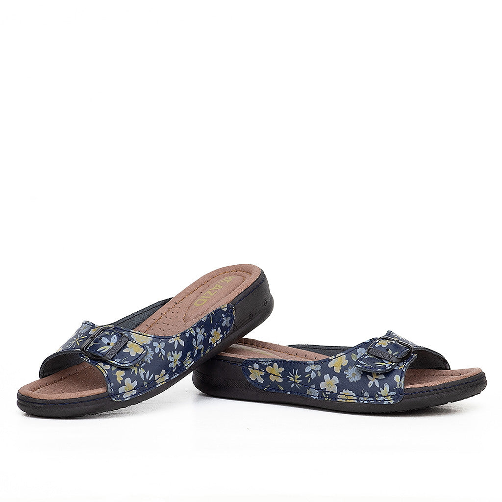 046 sandale médical en cuir femme bleumarin