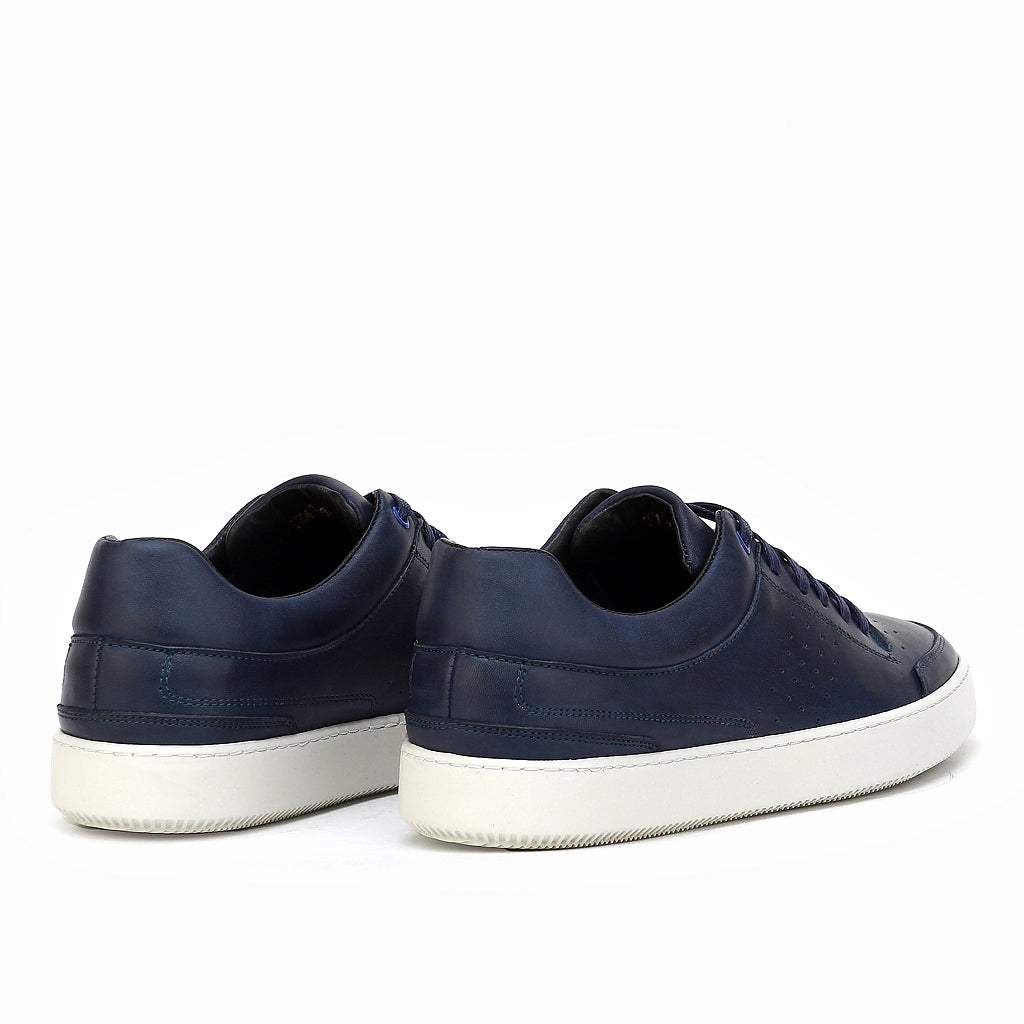038 Chaussure Sneaker Homme en cuir bleumarin
