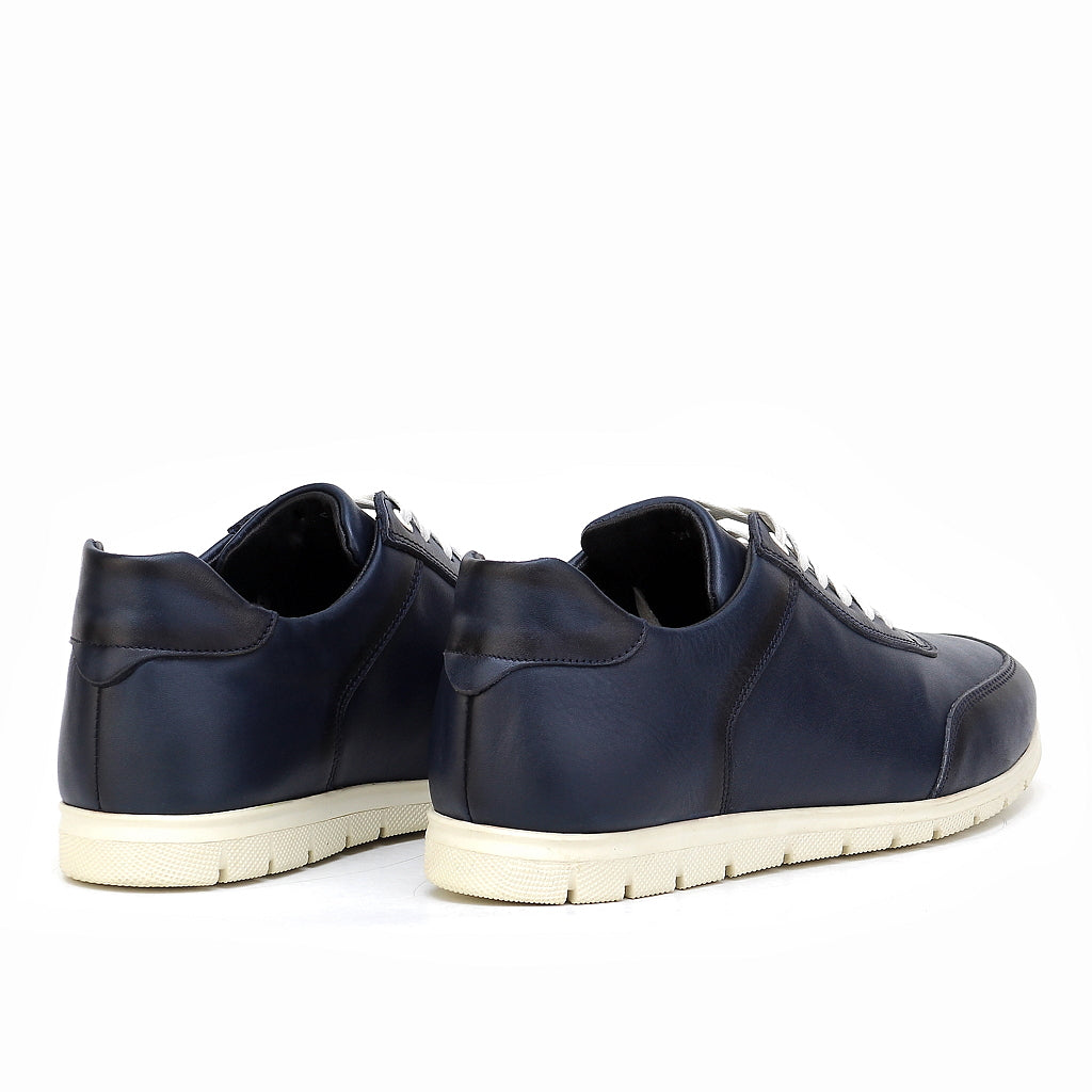048 Chaussure Sneaker Homme en cuir bleumarin