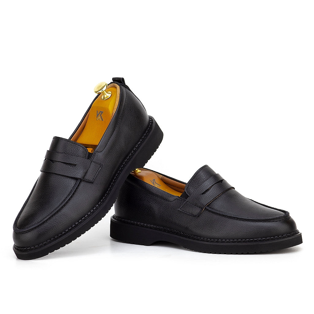 0128 chaussure confort en cuir noir