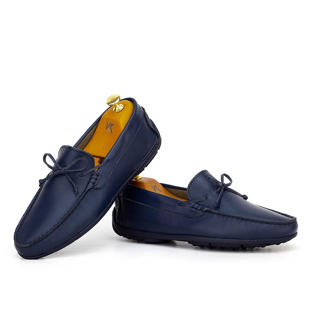 0196 Mocassins Homme en cuir bleumarin