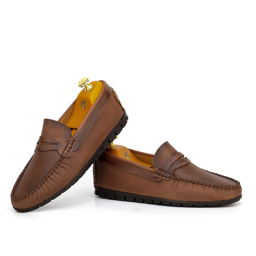 074s Mocassins Homme en cuir marron