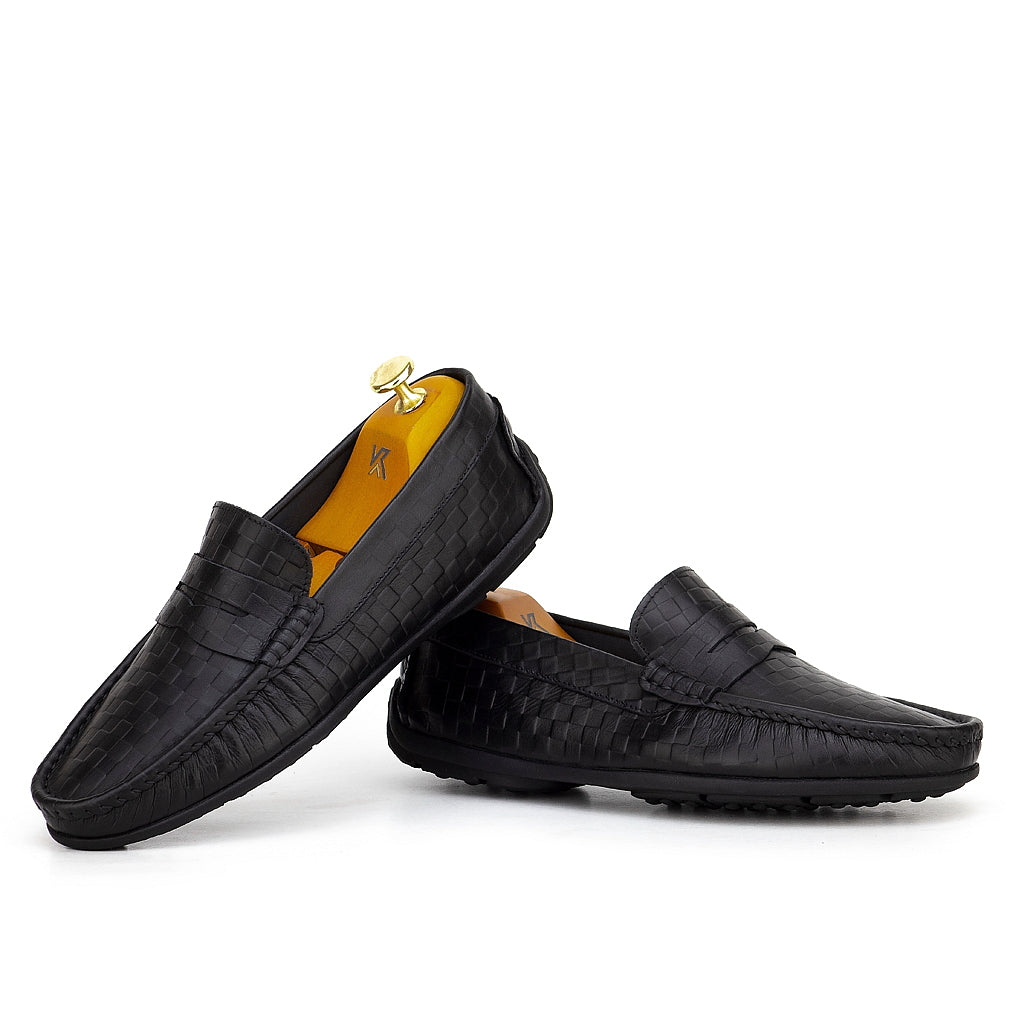 0195c Mocassins Homme en cuir noir
