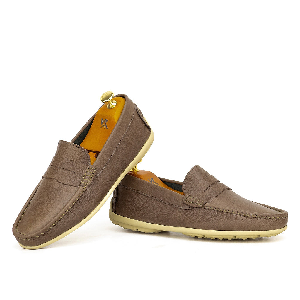 0195 Mocassins Homme en cuir sable