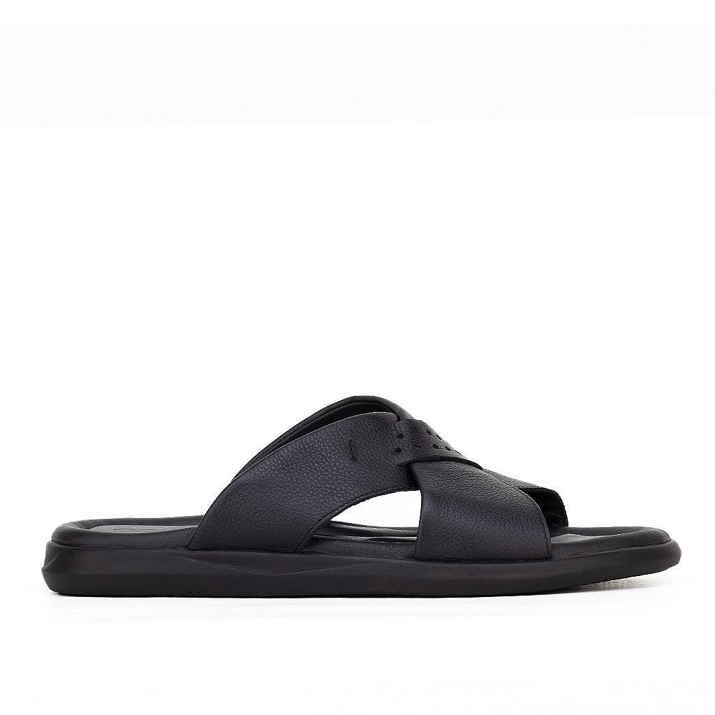 036 sandale confort en cuir homme noir