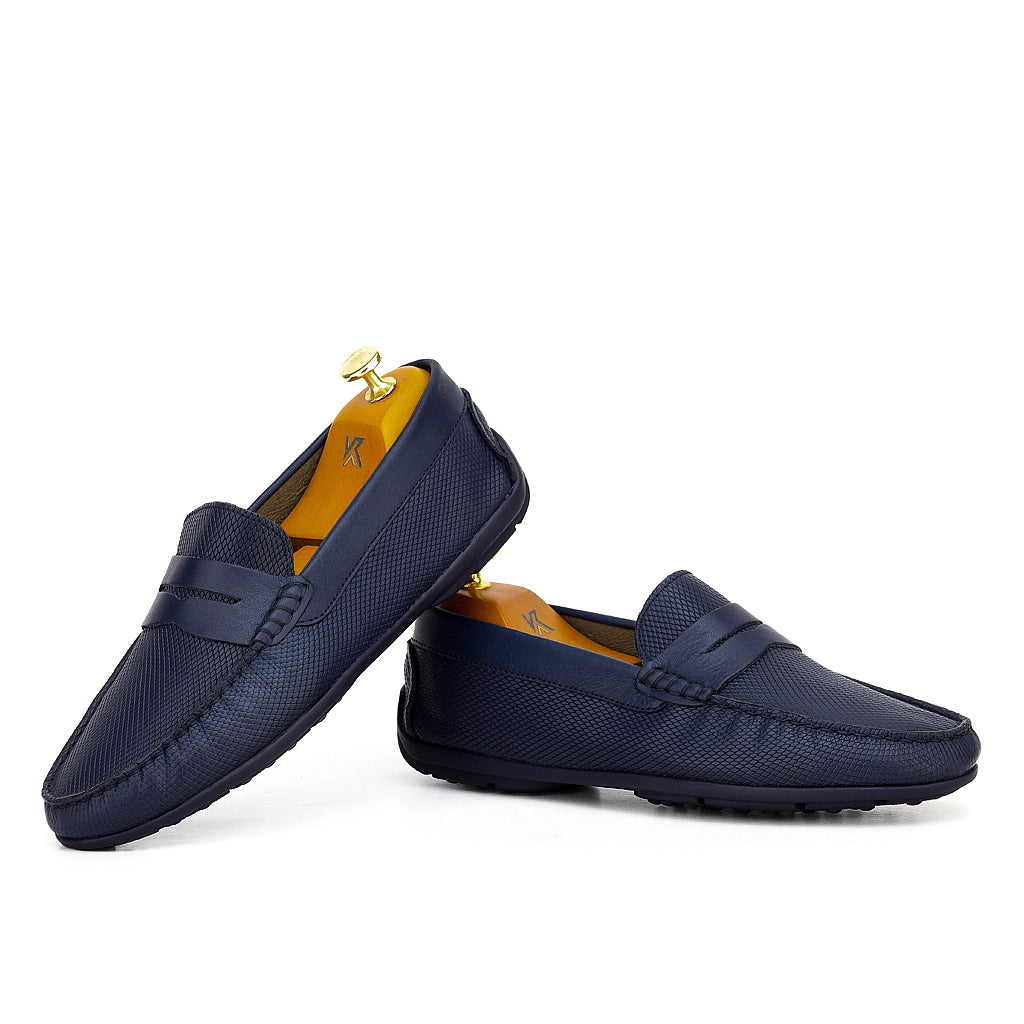 0195s Mocassins Homme en cuir bleumarin