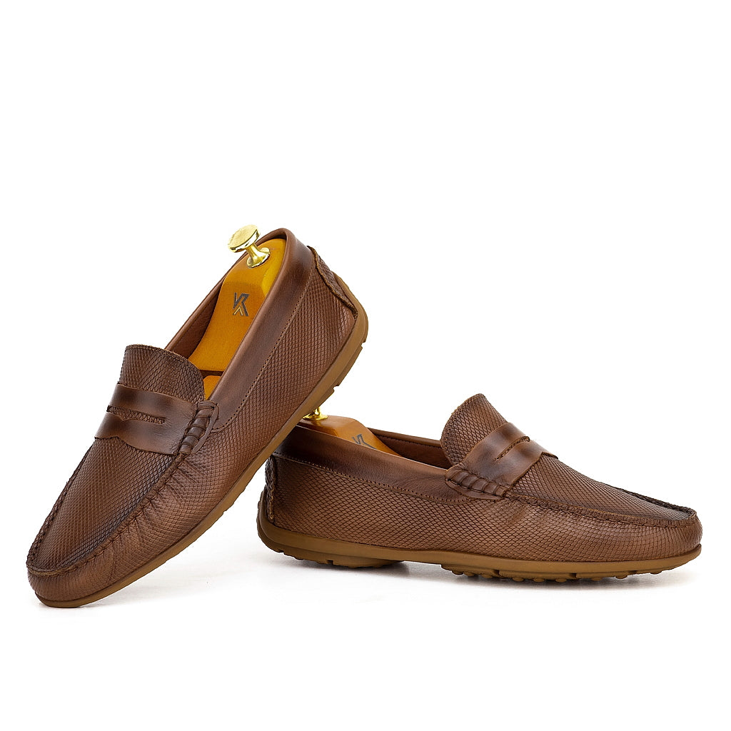 0195s Mocassins Homme en cuir marron