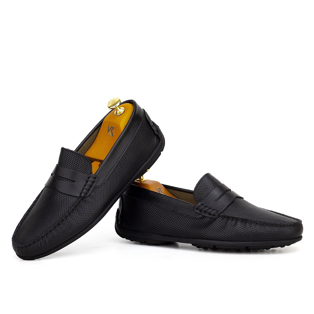 0195s Mocassins Homme en cuir noir