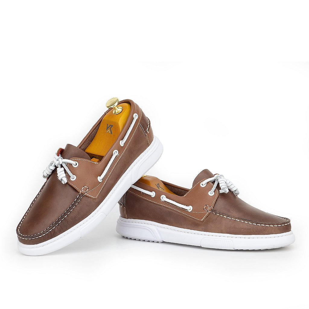 0187e chaussure boat homme en cuir marron