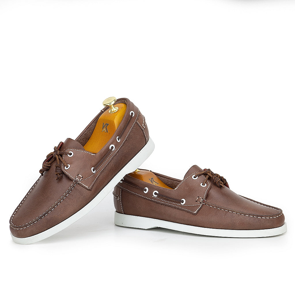 0187 chaussure boat homme en cuir marron