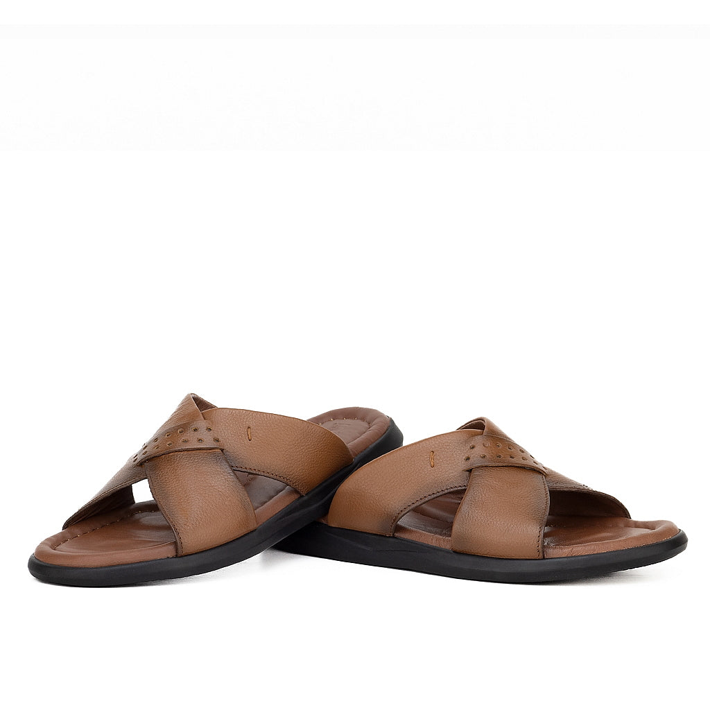 036 sandale confort en cuir homme marron