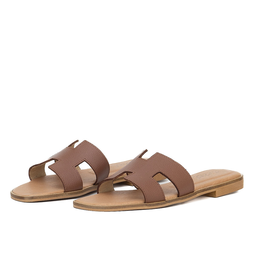 0183 sandale en cuir femme marron