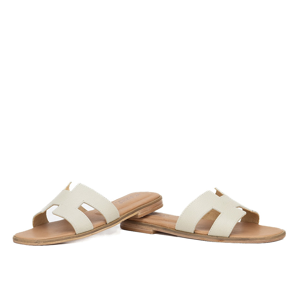 0183 sandale en cuir femme biege