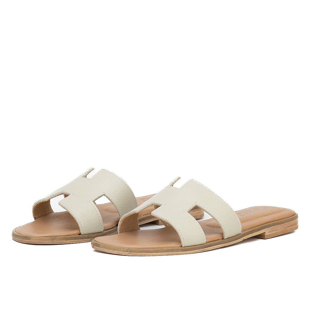 0183 sandale en cuir femme biege