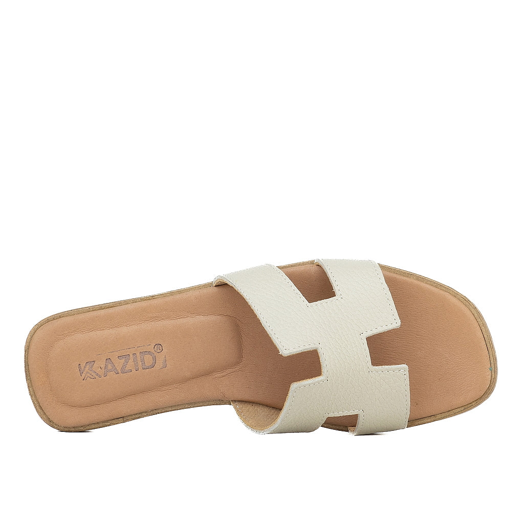 0183 sandale en cuir femme biege