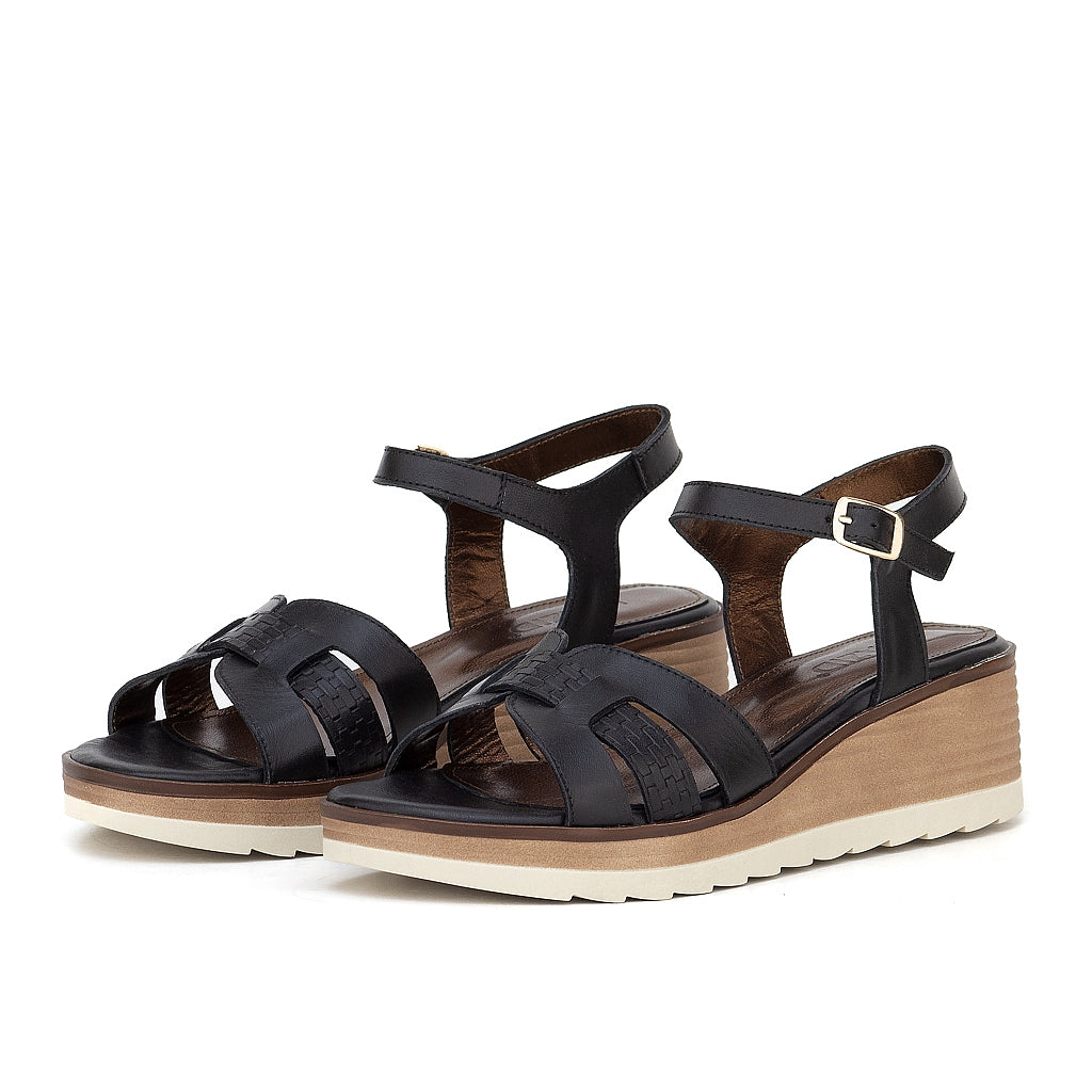0587 sandale en cuir femme noir