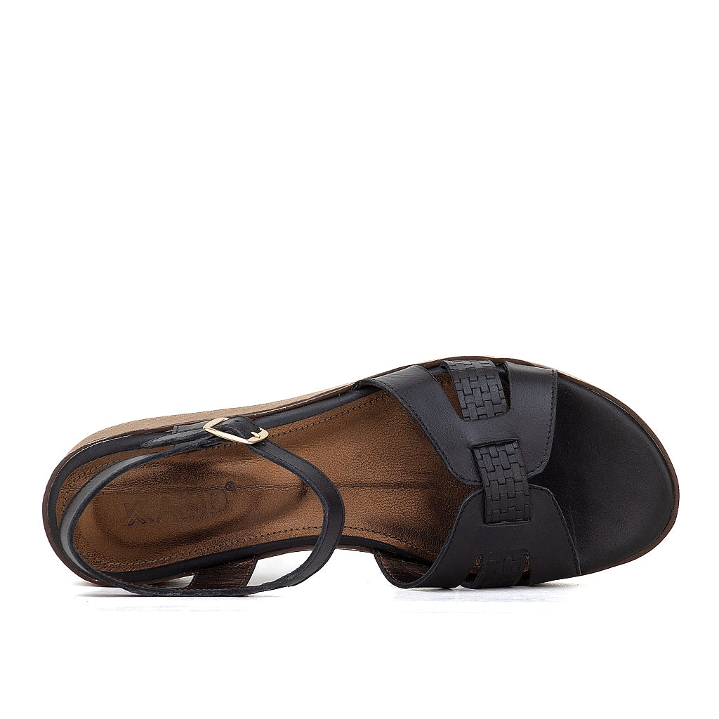 0587 sandale en cuir femme noir