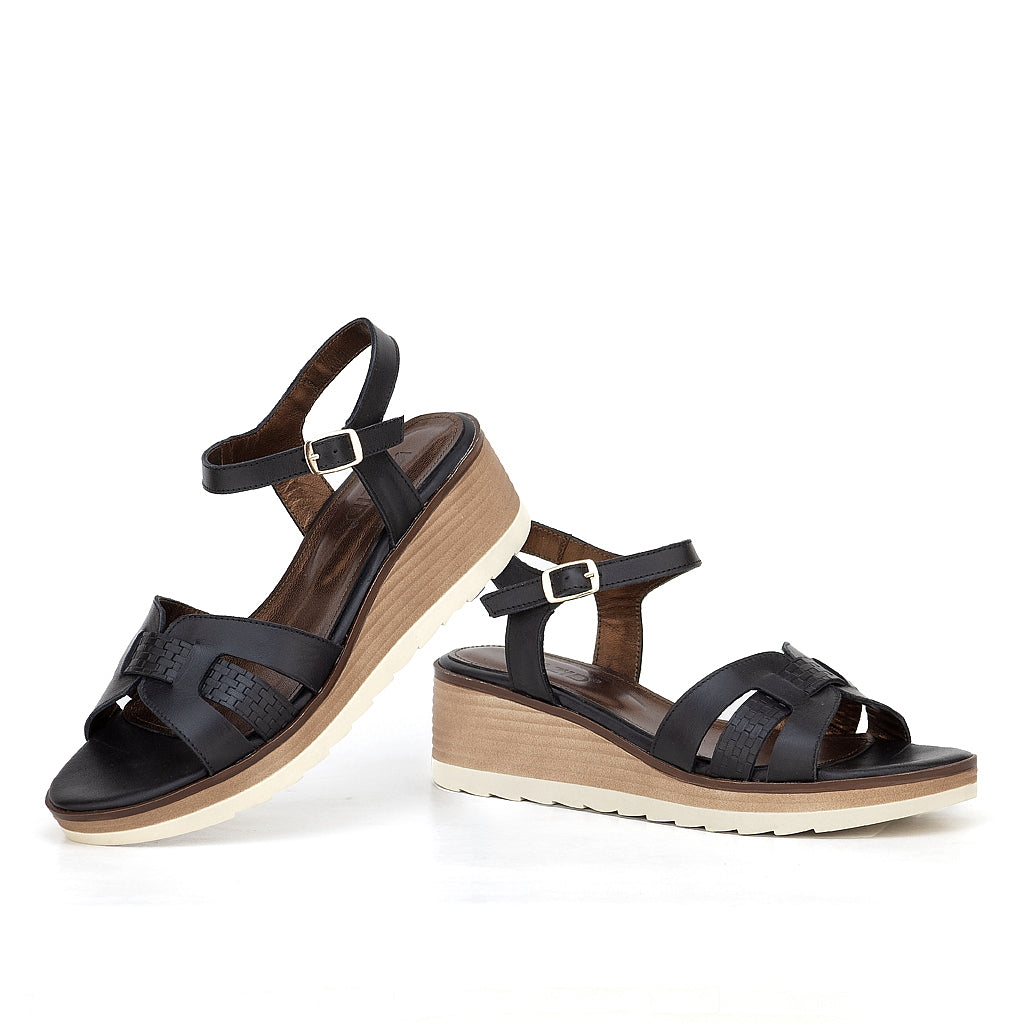 0587 sandale en cuir femme noir