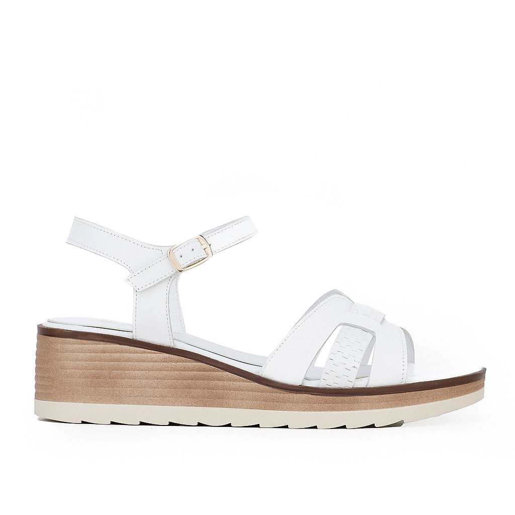 0587 sandale en cuir femme blanc