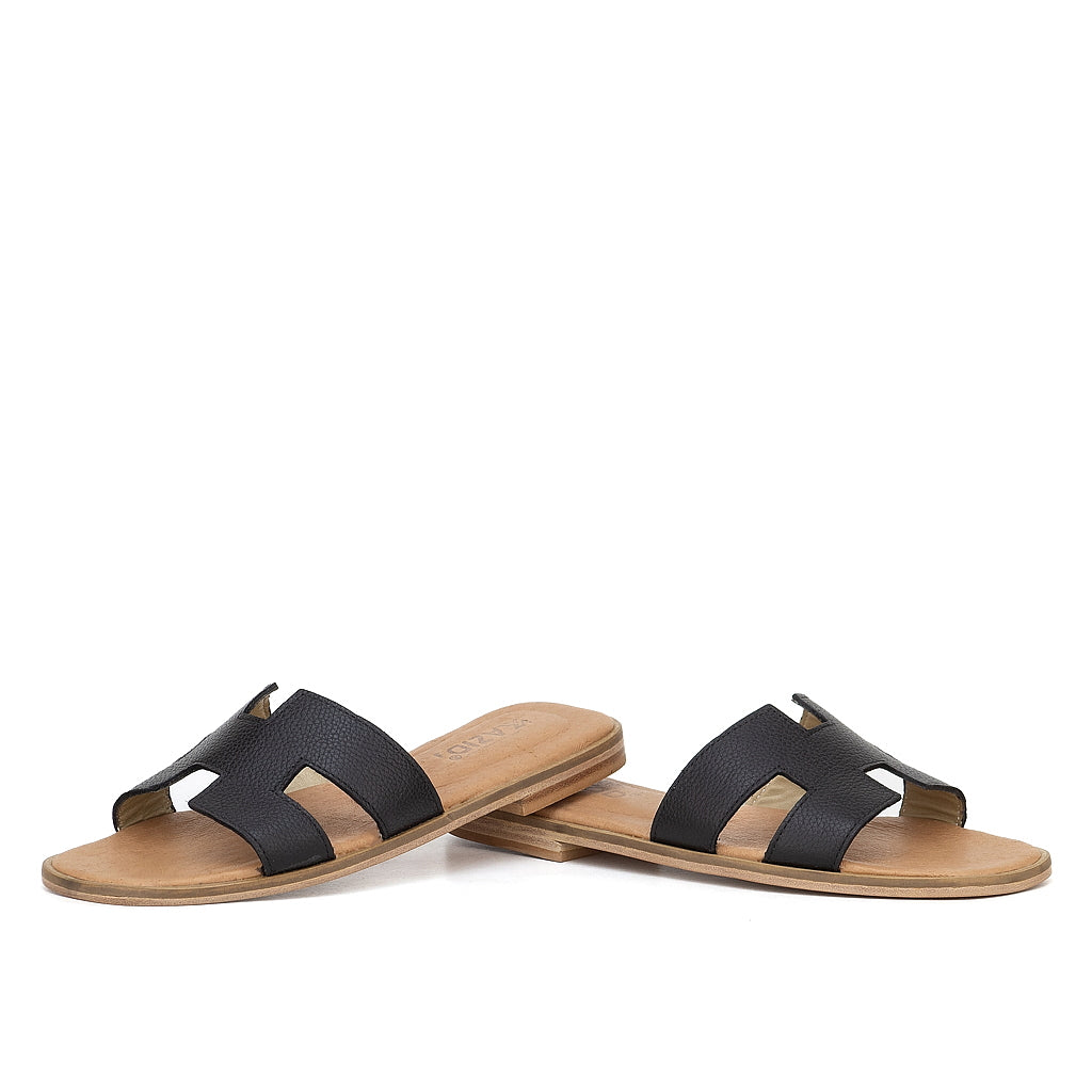 0183 sandale en cuir femme noir